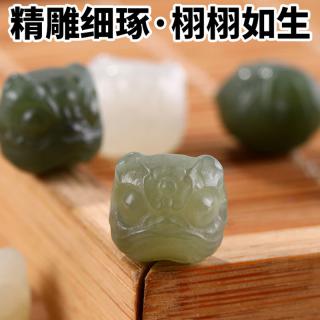 最饰 天然和田玉醒狮青海料手串手链挂件项链diy饰品配件醒狮晴水珠款